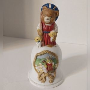 Vintage Teddy Bear And Lamb Shepherd Bell